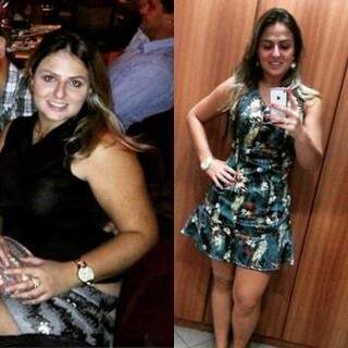 Ana Carolina com 91,2kg e exatamente 1 ano depois, com 71kg. A primeira foto do #partiumagra. 