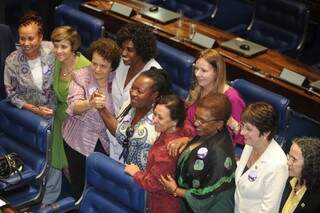 Representantes das domésticas comemoraram aprovação definitiva da PEC no Senado (Foto: Agência Brasil/José Cruz)