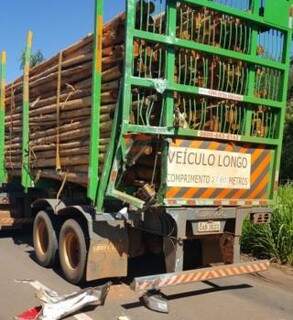 Caminhão estava carregado de madeira (Foto: JPNews)