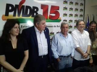 Simone Tebet, Carlos Marun, André Puccinelli e Waldenir Moka durante reunião (Foto: Mayara Bueno)