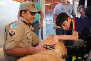 Com carinho e atenção, cães terapeutas auxiliam o tratamento de crianças especiais.(Foto: Marcos Ermínio) 