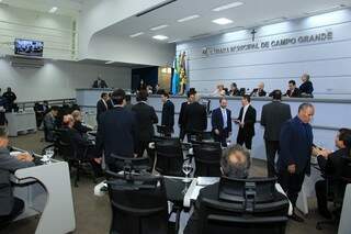 Vereadores de Campo Grande, durante sessão na Câmara Municipal (Foto: Divulgação/CMCG)