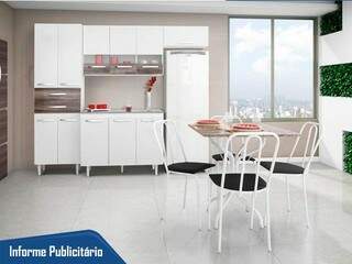 Cozinha branca, com balcão, custa só R$ 699,00 à vista, ou em 15 vezes de R$ 52,00 no Cartão Luiza.