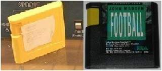 Cartucho amarelo que aparece em frente ao Sprobe na foto do museu é idêntico aos icônicos cartuchos da EA no Mega Drive