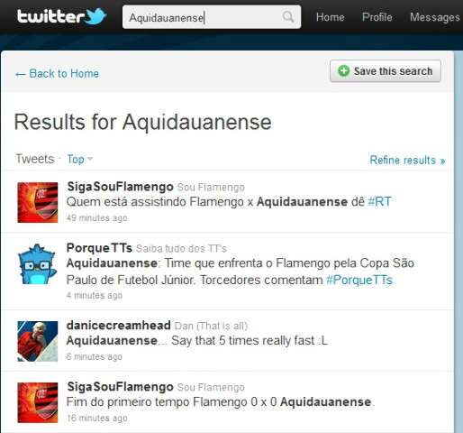 Jogo entre Flamengo e Aquidauanense &eacute; um dos assuntos mais comentados no Twitter