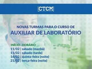 CTCM abre cursos para Auxiliar de Laboratório