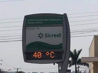 Temperatura em Maracaju chegou aos 40°C nesta segunda-feira (Foto: Tudo do MS/Facebook) 