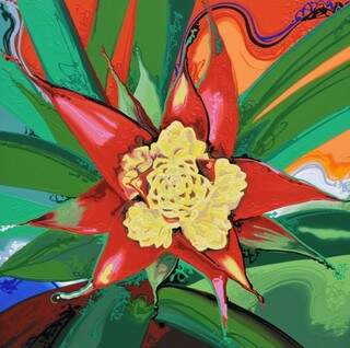 Nascido em Itajuípe, Bahia, Isaac Oliveira retrata as famosas flores multicoloridas nas telas. (Foto: Divulgação)
