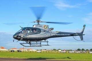 Operação com helicóptero da Sejusp começou ontem na região do Bolsão, como planejamento preventivo e tem previsão de ocorrer em outras regiões de MS.(Foto: Divulgação)