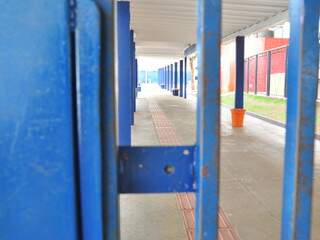 Escola Joaquim Murtinho, fechada na manhã de hoje por conta de protesto. 