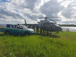 Helicóptero cedido pela Sejusp usado na fiscalização, que irá durar até segunda-feira (Foto/Divulgação: PMA)