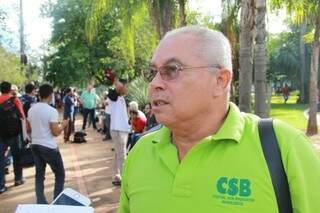 O presidente da CSB/MS, José Lucas da Silva, defende a saída de Temer e eleições diretas (Foto: Marcos Ermínio)