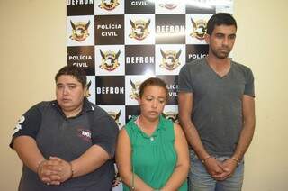 Anderson, Ana Paula e Alex Costa da Silva foram presos por assalto e sequestro de frentista (Foto: Sidney Bronka/94 FM)