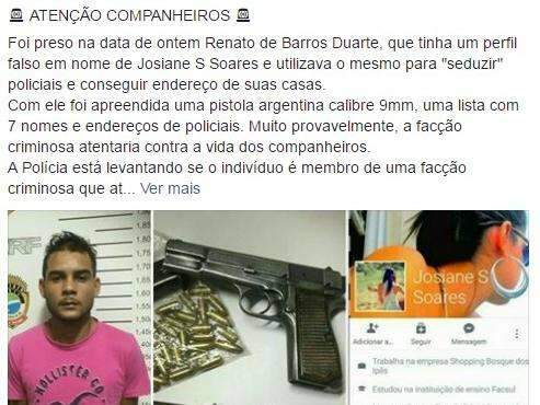 Criminoso estaria usando "fake" no Facebook para seduzir policiais