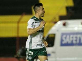 Willian comemora gol que garantiu vitória e vice-liderança do Palmeiras (Foto: Divulgação)