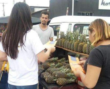 Campanha entrega panfletos em feira sobre viol&ecirc;ncia contra a mulher