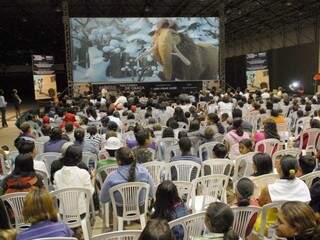 Sessão de cinema que inaugurou 2ª etapa do Cine Sesi em 2010 (Foto: Fiems/Divulgação)