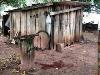 Local onde o jovem foi baleado, no quintal de um sítio no assentamento Indaiá, em Itaquiraí (Foto: Tá na Mídia Naviraí)