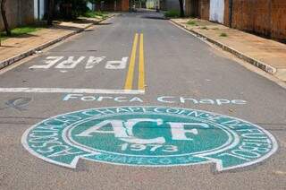Símbolo da Chape foi feito por artista de rua que anda pelo bairro Tiradentes. (Foto: Alcides Neto)