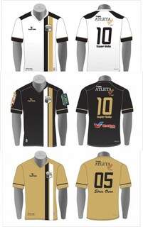 Os uniformes foram produzidos pela Super Bolla e seguem as cores principais do clube: a camiseta titular é branca; a reserva, preta; a comemorativa, dourada (Foto: Divulgação)