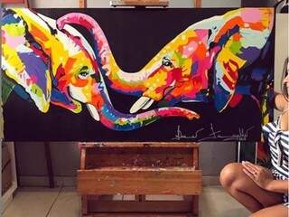 Apaixonada por animais, a releitura da vida selvagem em Pop art é constante no trabalho de Luana (Foto: Arquivo Pessoal)
