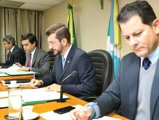 Reunião CCJ, da direita para esquerda, Renato Câmara, Pedro Kemp, Beto Pereira e Rinaldo Modesto. (Foto: Victor Chileno/Arquivo).