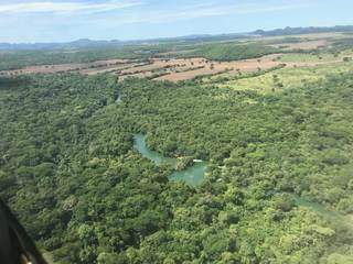 Rio Betione em meio à vegetação. Acima, área desmatada. (Foto: Divulgação).