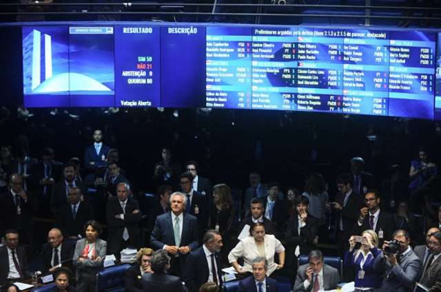 Impeachment: por 59 votos a 21, plen&aacute;rio do Senado aprova den&uacute;ncia contra Dilma