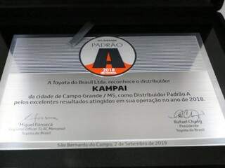 Pela 6&deg; vez, excel&ecirc;ncia Kampai garante certifica&ccedil;&atilde;o Padr&atilde;o A pela Toyota