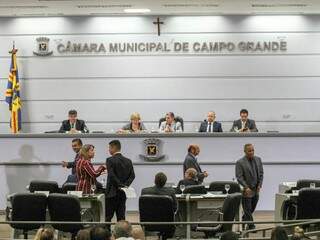 Vereadores durante sessão da Câmara Municipal de Campo Grande. (Foto: Saul Schramm/Arquivo).