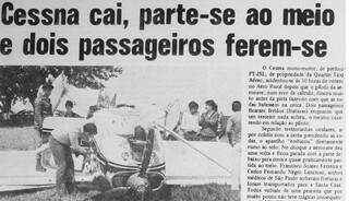 Jornal Correio do Estado noticiou queda de aeronave com prefixo PT-JSL em 1980.  (Foto: Reprodução)