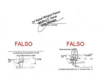 As assinaturas são tão grosseiras que chamam atenção de possível falsificação ( Foto - SITE SIDROLÂNDIA NEWS)