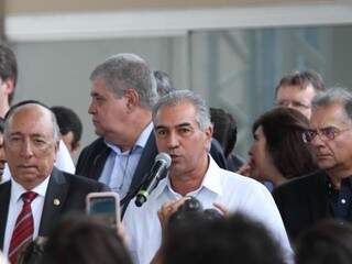 Governador Reinaldo Azambuja durante discurso nesta manhã na inauguração do Hospital do Trauma (Foto: Saul Schramm)