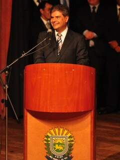 Nelson Trad Filho discursou na cerimônia de posse de Alcides Bernal. (Foto: Luciano Muta)