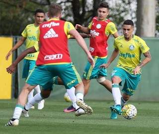 Jogadores em treino do Palmeiras no meio da semana (Foto: Agência Palmeiras)