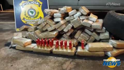 Polícia apreende carro com 77 tabletes de maconha e munições na BR-163