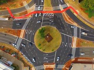 Imagem aérea mostra como ficou cruzamento (Foto: Edemir Rodrigues/Governo do Estado)