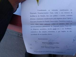 Carta &quot;concorda&quot; com saída de Jamilson Name do PDT, mas deputado estadual alega que não pediu para sair (Foto: Leonardo Rocha)