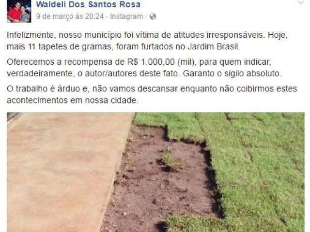 Prefeito volta a recorrer &agrave; recompensas para encontrar v&acirc;ndalos