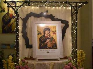 Ícone de Nossa Senhora do Perpétuo Socorro em local de destaque no santuário (Foto: divulgação)