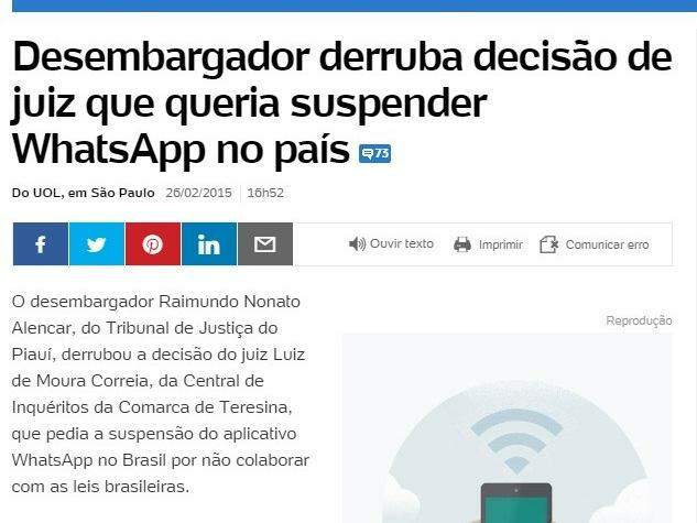 O WhatsApp pode ser suspenso no Brasil