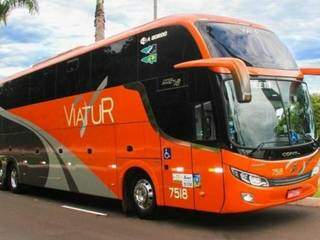 Ônibus usado por empresa que começa a operar viagens entre cidades de MS, a partir de hoje (Foto: Divulgação)