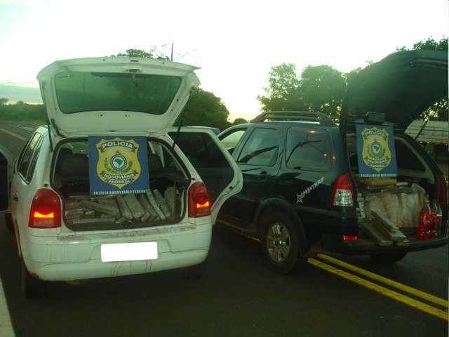  Em Guia Lopes, PRF apreende 799 quilos de maconha em ve&iacute;culos na BR-267