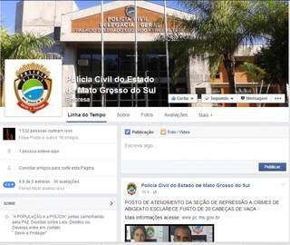 Um página da Polícia Civil foi criada no Facebook (Foto: Reprodução/Facebook)