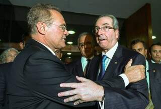 Renan Calheiros e Eduardo Cunha, ambos do PMDB, e presidentes do Senado e da Câmara dos Deputados, respectivamente.(Fabio Rodrigues Pozzebom/ Agência Brasil)