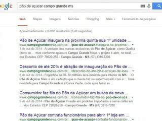 O Google apresenta reportagens que trazem o número do Campo Grande News, não das empresas pesquisadas pelo consumidor que busca contatos.