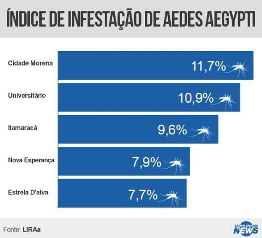 Mosquito Aedes &eacute; preocupa&ccedil;&atilde;o em 85% dos bairros de Campo Grande