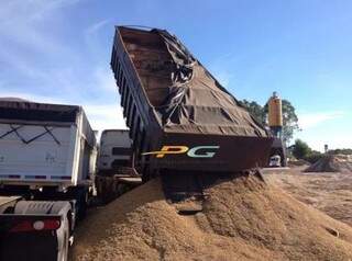 A PRF descarregou a carga no pátio de uma mineradora. A droga foi levada para a Delegacia da Polícia Federal de Guaíra (Foto: Divulgação/PortalGuairaNoticias)