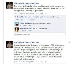 Antonio João anunciou a desistência pelo Facebook.