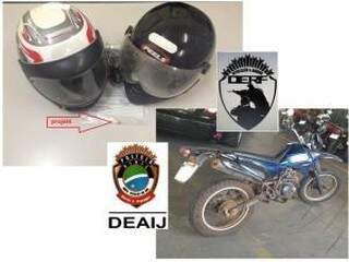 Polícia encontrou moto e capacetes utilizados no crime (Foto: Divulgação/PC)